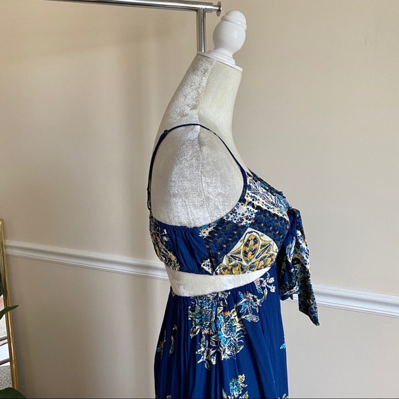 Free People Blue Boho Cut Out Cropped Jumpsuit XS - Picture 7 of 14